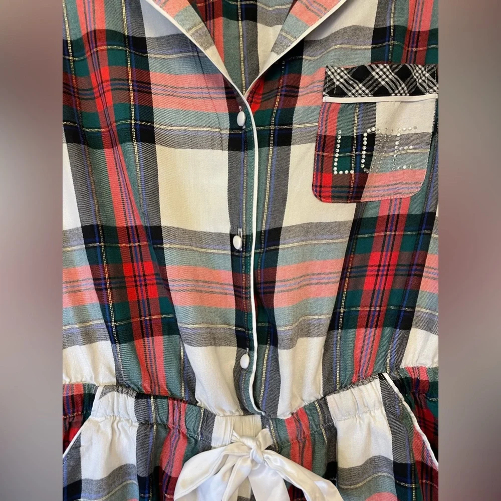 Victoria's Secret Women’s Multicolor Plaid Flannel Rhinestone Romper Size‎ M
